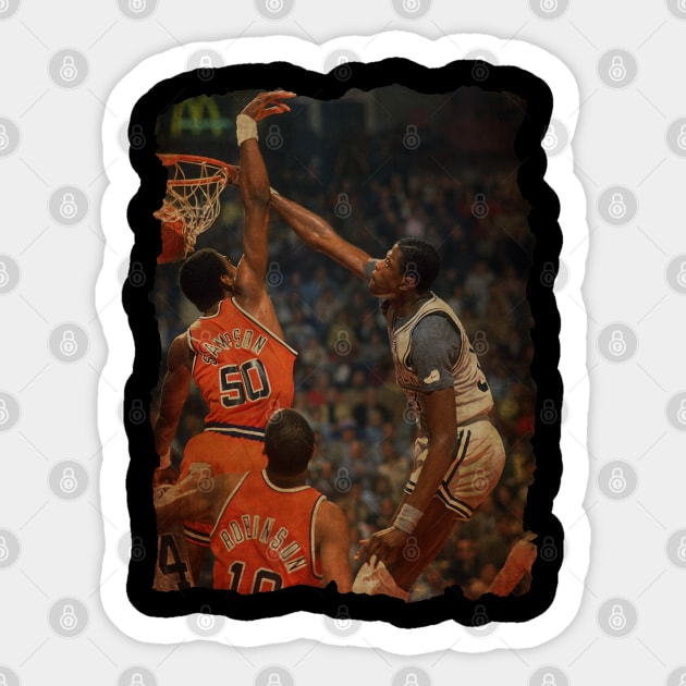 Patrick Ewing Dunking Over 7'4 Ralph Sampson, 1982. Vintage Sticker by CAH BLUSUKAN